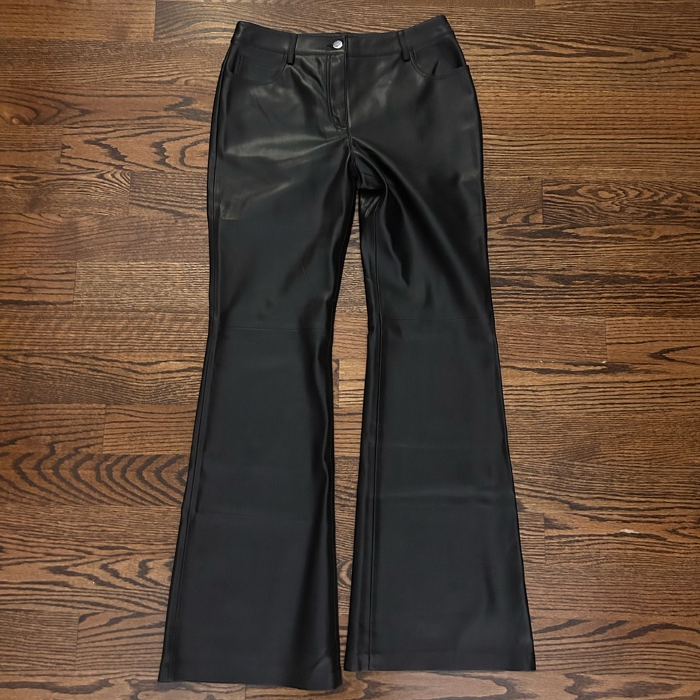 Mango Elegant Black Flared Faux Leather Trousers